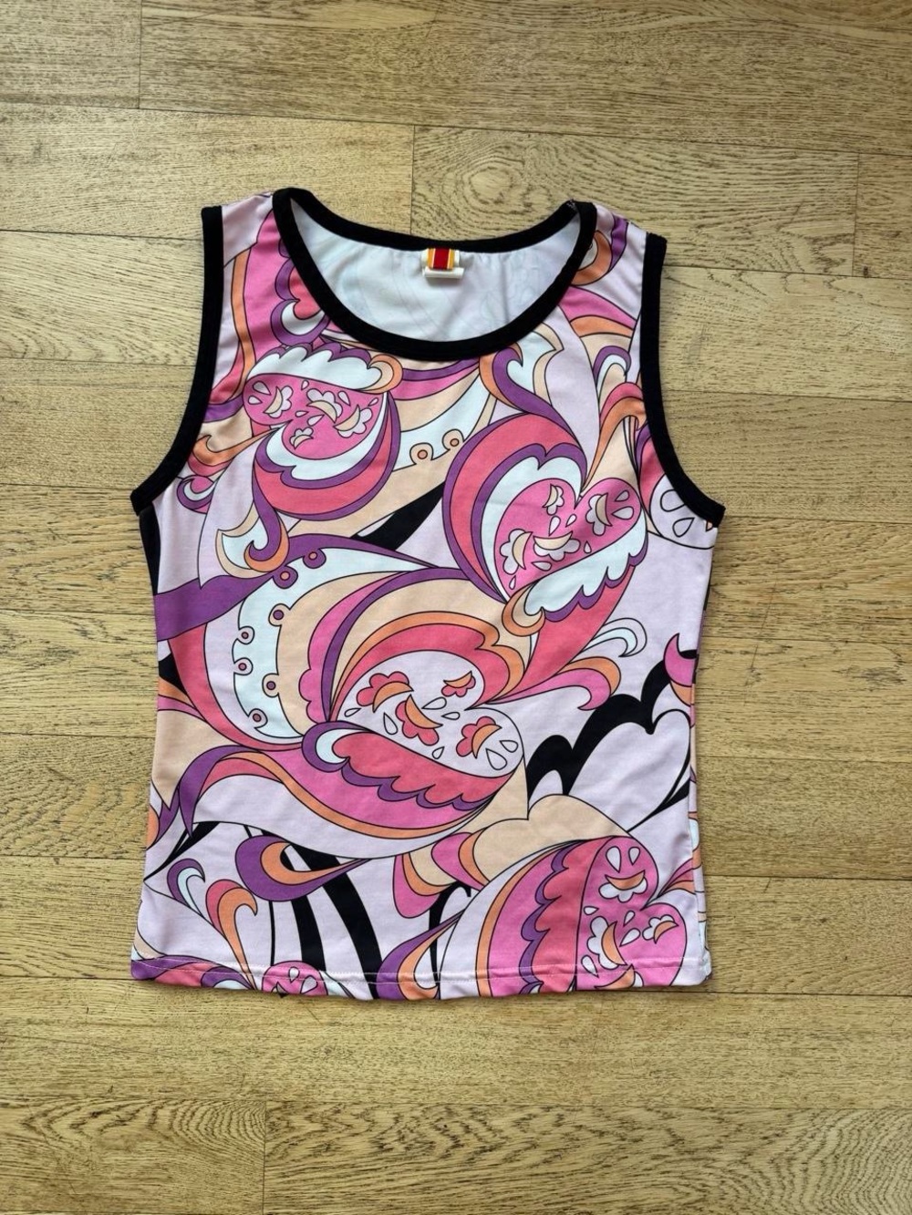 Y2K Mod Girl Pink Psychedelic Print Tank Top